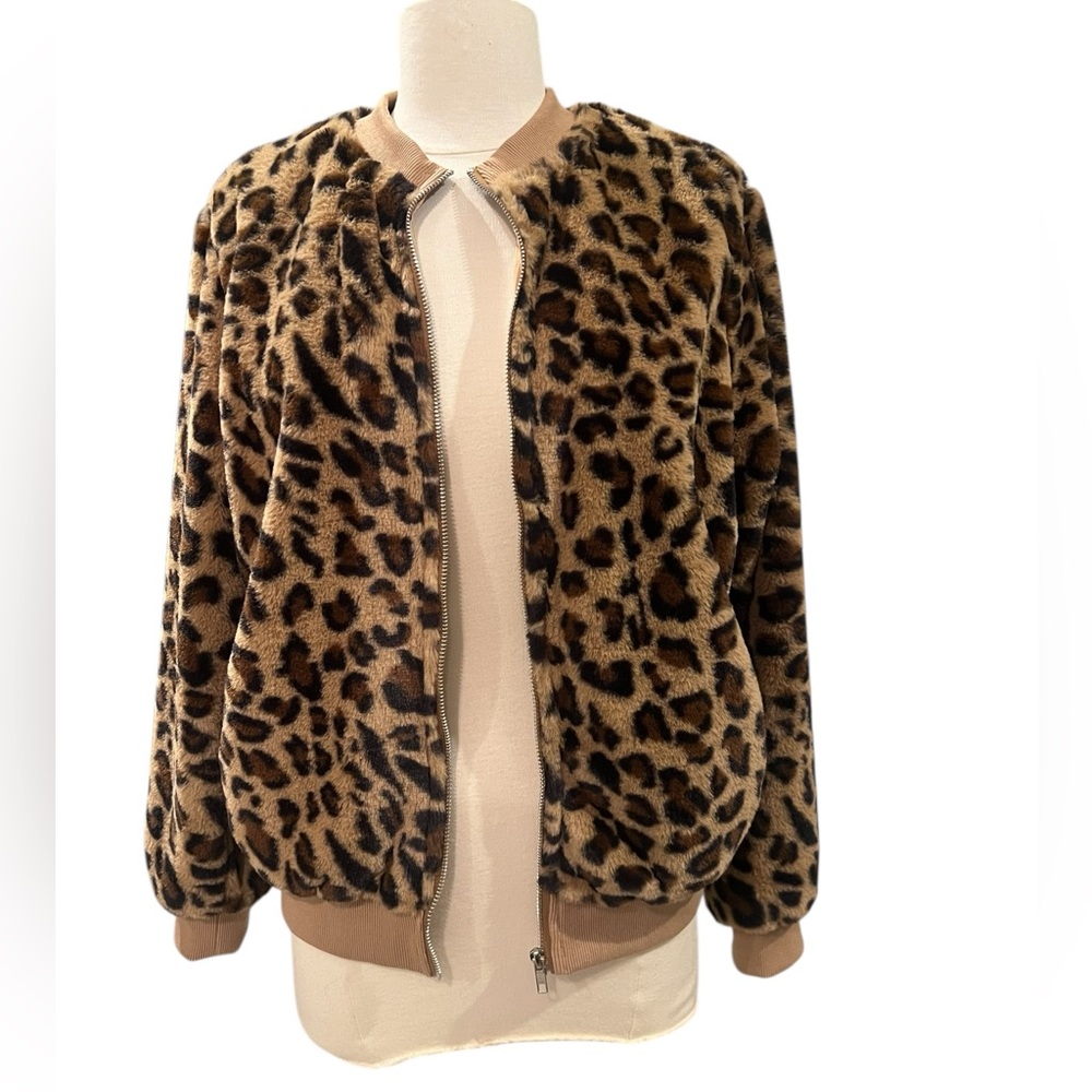 Leopard Print Coat/Jacket - Size Small